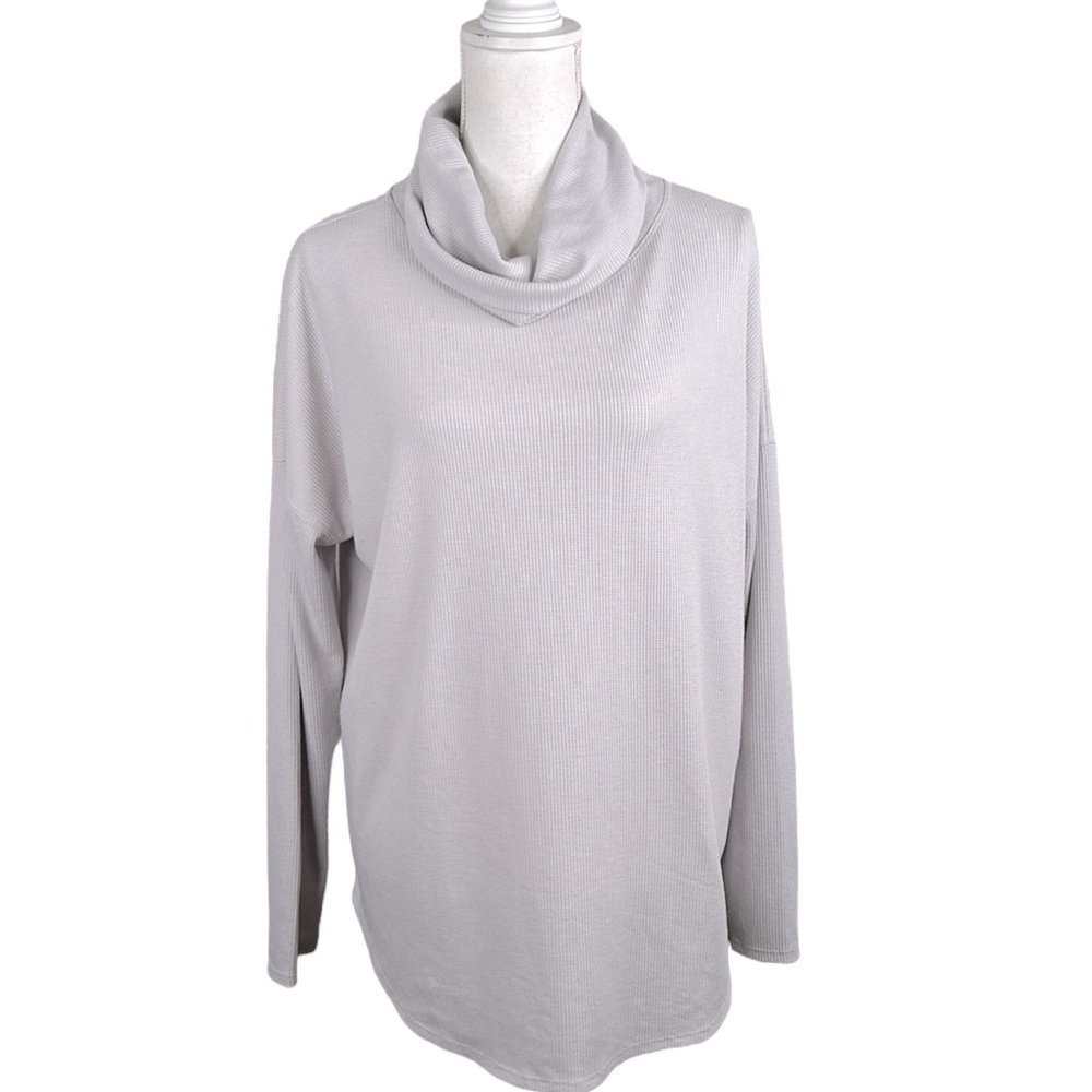 A New Day Lavender Cowl Neck Waffle Knit Long Sleeve Top Size Large